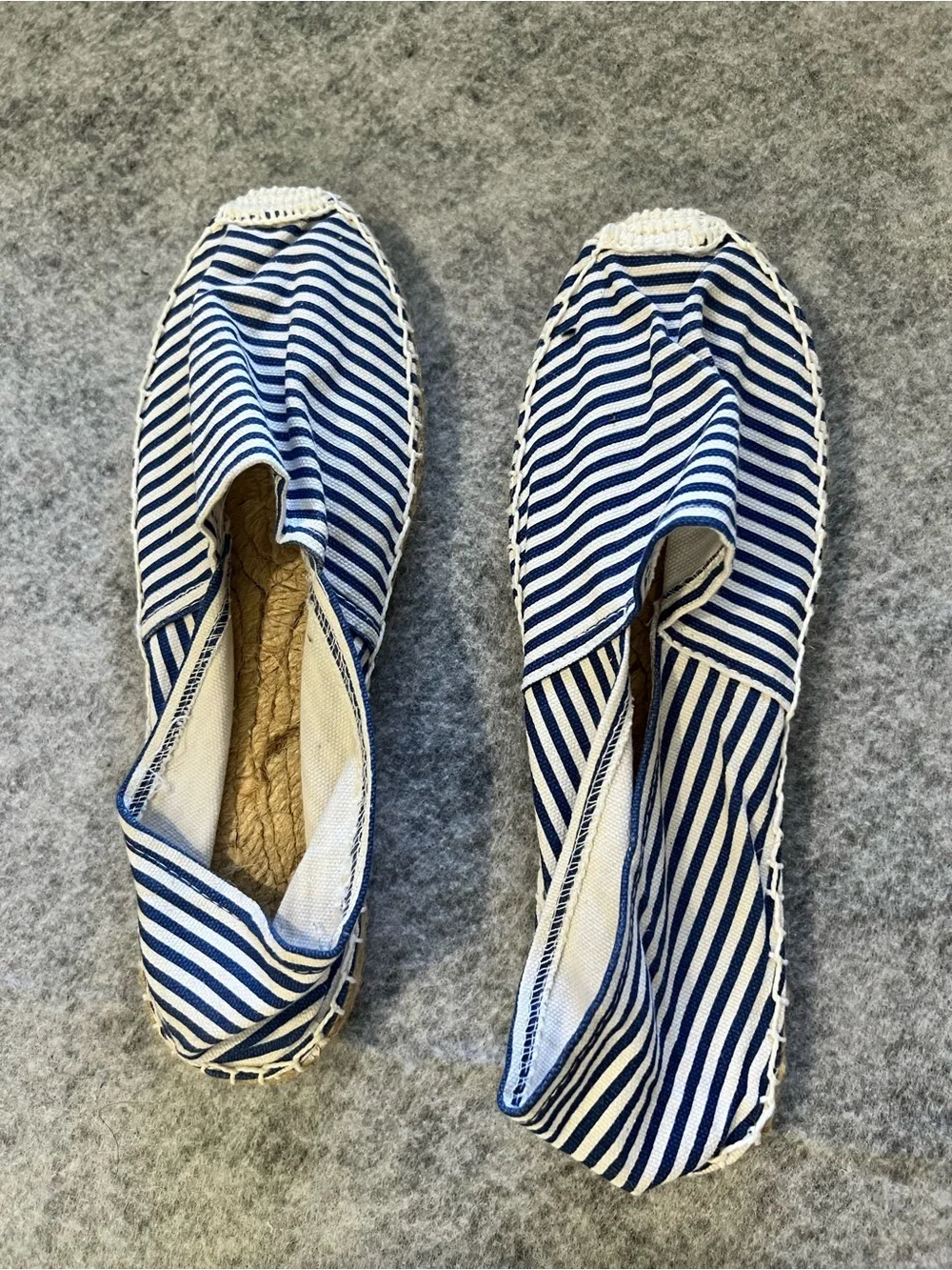 Striped Blue and White Espadrille Slip-Ons - Women